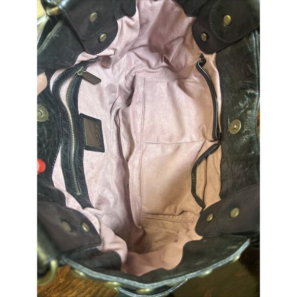 Kooba Studded Tote Bag Handbag Leather Black Y2K Biker Baddie Purse - Picture 11 of 16